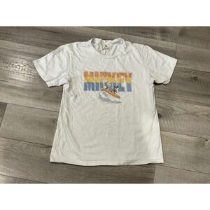 Disney x GU Mickey Mouse Donald Duck Surfing Graphic T-Shirt White Large Retro